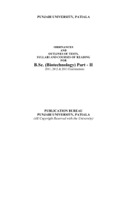 B.Sc. (Biotechnology) Part - II PUNJABI UNIVERSITY, PATIALA PUBLICATION BUREAU