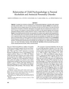 Relationship of Child Psychopathology to Parental Alcoholism and Antisocial Personality Disorder