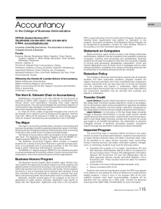 Accountancy In the College of Business Administration OFFICE: Student Services 2411