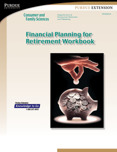 Financial Planning for Retirement Workbook Consumer and Family Sciences