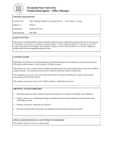 Savannah State University Position Description – Office Manager