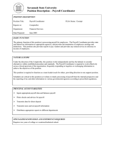 Savannah State University Position Description – Payroll Coordinator