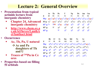 Lecture 2:  General Overview Presentation from typical Occurrence Properties based on filling