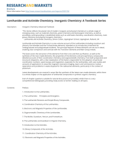 Lanthanide and Actinide Chemistry. Inorganic Chemistry: A Textbook Series Brochure