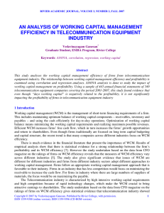 AN ANALYSIS OF WORKING CAPITAL MANAGEMENT EFFICIENCY IN TELECOMMUNICATION EQUIPMENT INDUSTRY