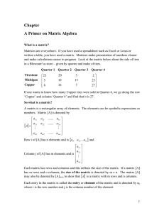 Chapter A Primer on Matrix Algebra