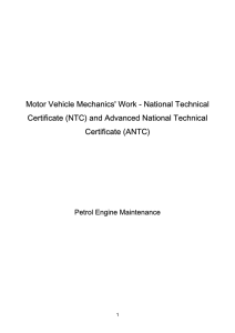 Motor Vehicle Mechanics' Work - National Technical Certificate (ANTC)