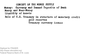 COMCEPT OF THE MONEI SUPPLY Money and Near-Money Liquidity of Assets