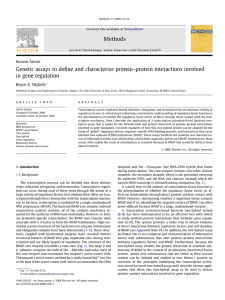 Genetic assays to deﬁne and characterize protein–protein interactions involved Review Article