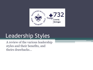Leadership Styles A review of the various leadership theirs drawbacks…