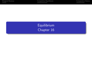 Equilibrium Chapter 16 Marginal Revenue Competitive Equilibrium