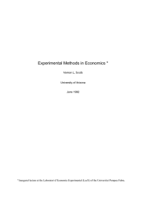 Experimental Methods in Economics * Smith Vernon L,