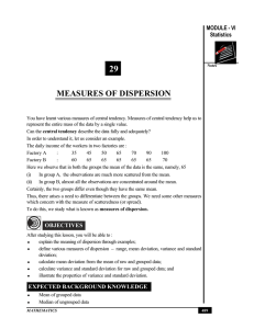29 MEASURES OF DISPERSION MODULE - VI Statistics