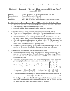 Physics 221 — Lecture 1 — “Review 1:  Electromagnetic... January 13, 1999 ff Mathematica