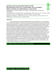 ICP-OES AND XAS INVESTIGATION OF THE PHYTOEXTRACTION OF LANTHANIDES AND ACTINIDES