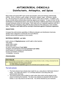 ANTIMICROBIAL CHEMICALS Disinfectants, Antiseptics, and Spices