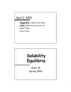 Solubility Equilibria April 3, 2002 Chem 36
