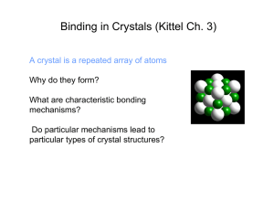 Binding in Crystals (Kittel Ch. 3)