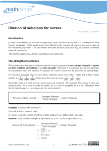 Dilution of solutions for nurses Introduction