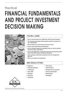 FINANCIAL FUNDAMENTALS AND PROJECT INVESTMENT DECISION MAKING Practical