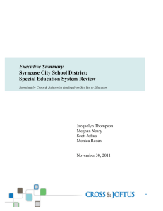 Executive Summary  Syracuse City School District: Special Education System Review