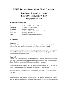 EE483: Introduction to Digital Signal Processing Instructor: Richard M. Leahy