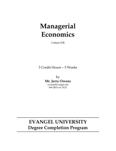 Managerial Economics EVANGEL UNIVERSITY