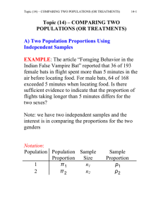 Topic (14) – COMPARING TWO POPULATIONS (OR TREATMENTS)  EXAMPLE