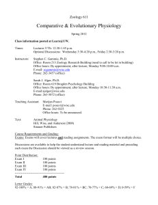 Comparative &amp; Evolutionary Physiology Zoology 611