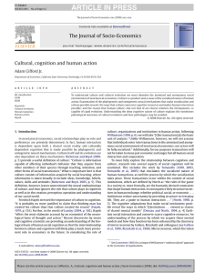 ARTICLE IN PRESS The Journal of Socio-Economics Cultural, cognition and human action