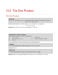 12.3  The Dot Product The Dot Product