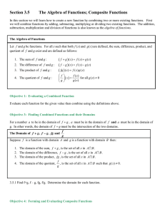 Section 3.5 The Algebra of Functions; Composite Functions