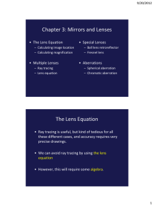 Chapter 3: Mirrors and Lenses • The Lens Equation • Special Lenses