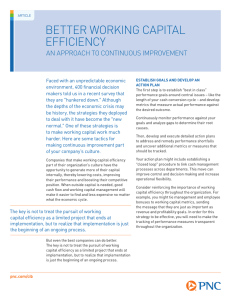 BETTER WORKING CAPITAL EFFICIENCY AN APPROACH TO CONTINUOUS IMPROVEMENT