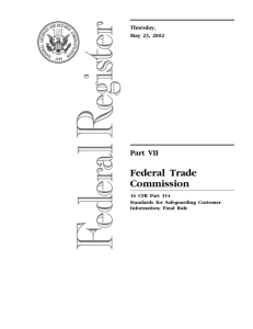 Federal Trade Commission Part VII Thursday,