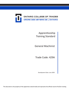 Apprenticeship Training Standard General Machinist