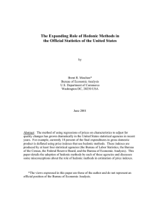 The Expanding Role of Hedonic Methods in