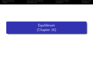 Equilibrium (Chapter 16) Marginal Revenue Competitive Equilibrium