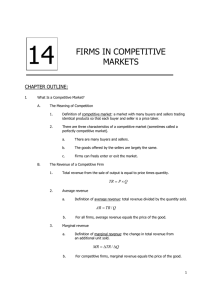 14 FIRMS IN COMPETITIVE MARKETS CHAPTER OUTLINE: