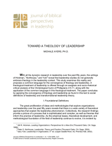 TOWARD A THEOLOGY OF LEADERSHIP W