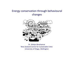 Energy conservation through behavioural  changes Dr. Wokje Abrahamse New Zealand Centre for Sustainable Cities