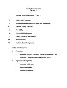 Liability Loss Exposures (Lecture 8) I.