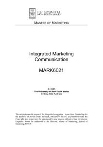 Integrated Marketing Communication MARK6021