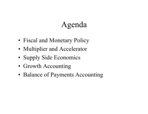 • Fiscal and Monetary Policy • Multiplier and Accelerator • Growth Accounting