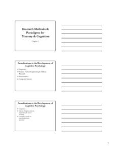 Research Methods &amp; Paradigms for Memory &amp; Cognition