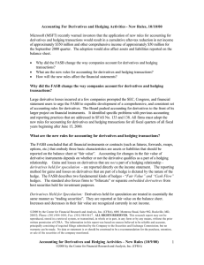 Accounting For Derivatives and Hedging Activities - New Rules, 10/10/00
