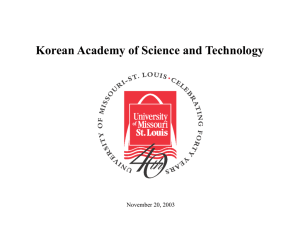 Korean Academy of Science and Technology  November 20, 2003