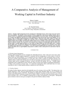 A Comparative Analysis of Management of Working Capital in Fertiliser Industry