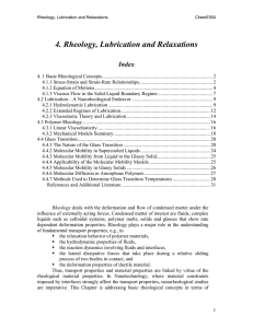 4. Rheology, Lubrication and Relaxations Index