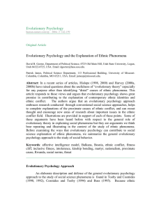 Evolutionary Psychology Evolutionary Psychology and the Explanation of Ethnic Phenomena ¯¯¯¯¯¯¯¯¯¯¯¯¯¯¯¯¯¯¯¯¯¯¯¯¯¯¯¯
